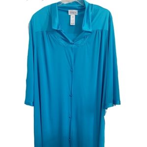 Vintage Vanity Fair Blue 3/4 Sleeve‎ Nightgown Sz L